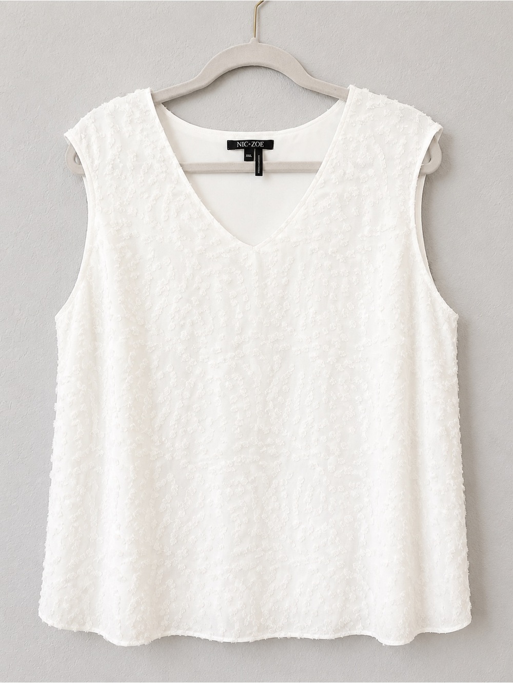 NIC+ZOE White Textured Sleeveless V-Neck Blouse Top XXL Lined